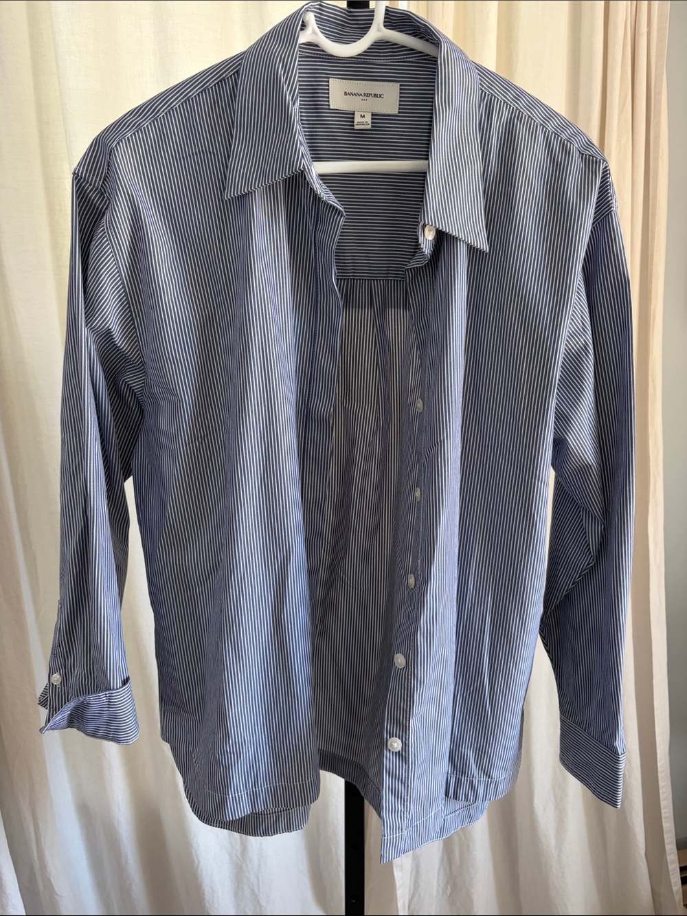 Banana Republic women’s Blue and White Pinstripe Dress Shirt